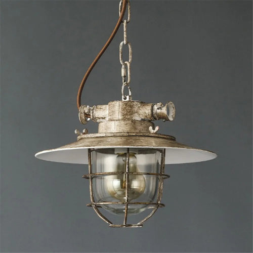suspension LED industrielle rétro en fer et verre antidéflagrant vintage - vue 2 sur 8