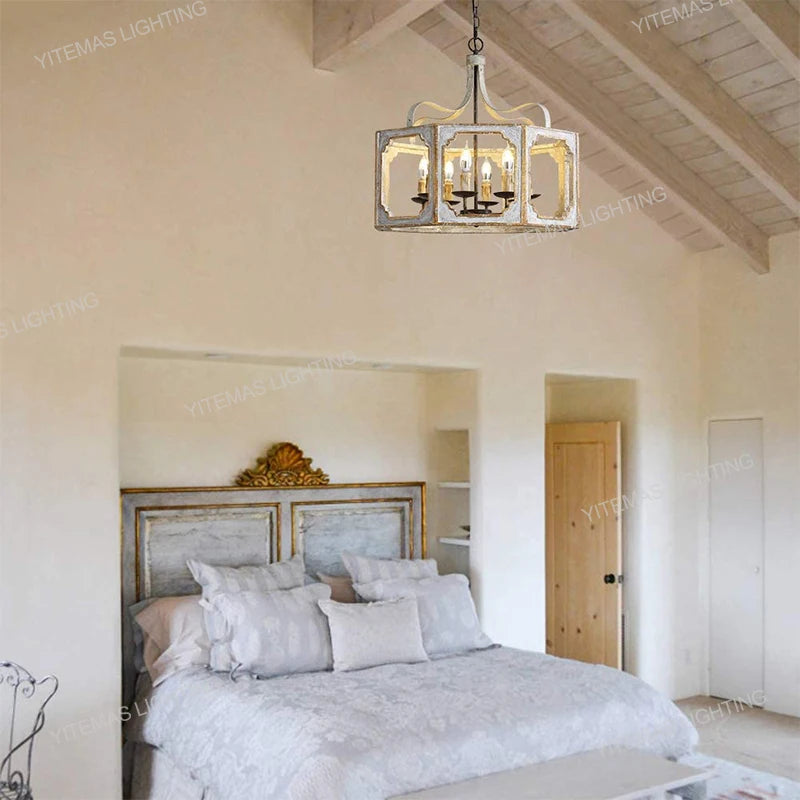 Loft lustres en bois Vintage or Suspension éclairage gris suspendu chambre salon lustre suspendu pour lampes de cuisine - vue 4 sur 13