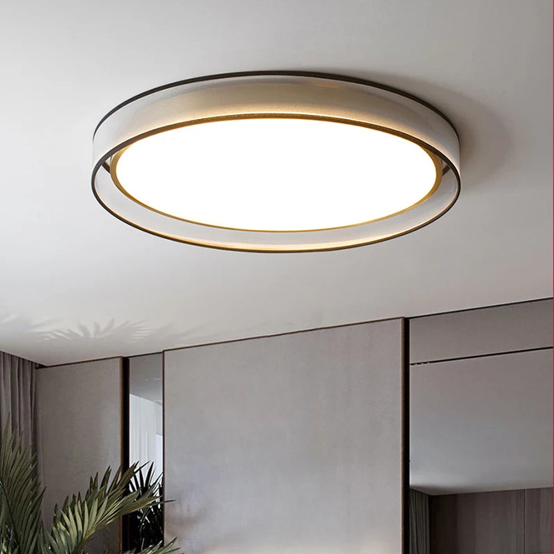 Plafonnier rond design simple LED et lanternes Jianmei hall rond tissu cuivre - vue 5 sur 12