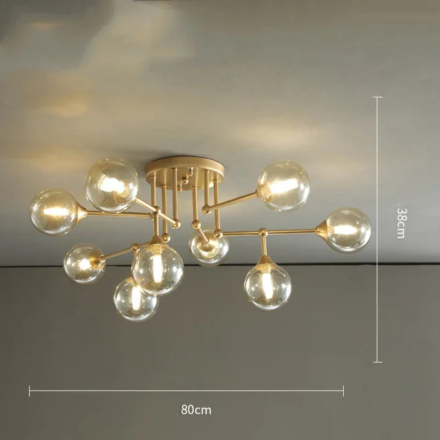lustre moderne en verre avec éclairage décoratif design contemporain - vue 10 sur 12