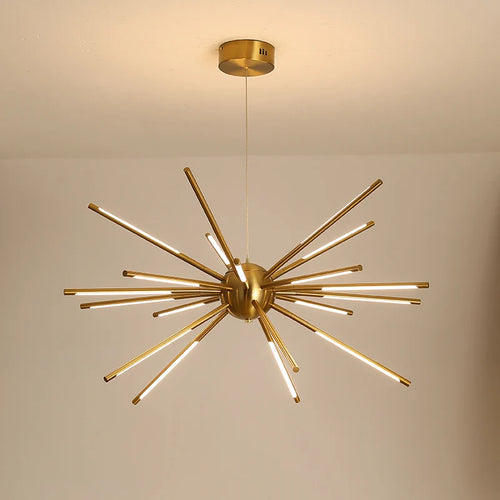 lustre vintage design spoutnik à branches en fer - vue 5 sur 13