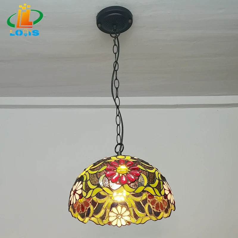 lustre en verre style européen à fleurs pour décoration intérieure - vue 3 sur 6