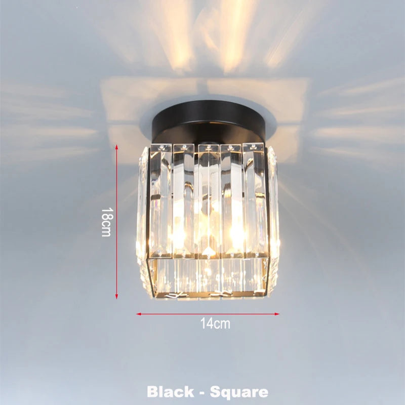 plafonnier cristal led lumières carré rond salon - vue 6 sur 11