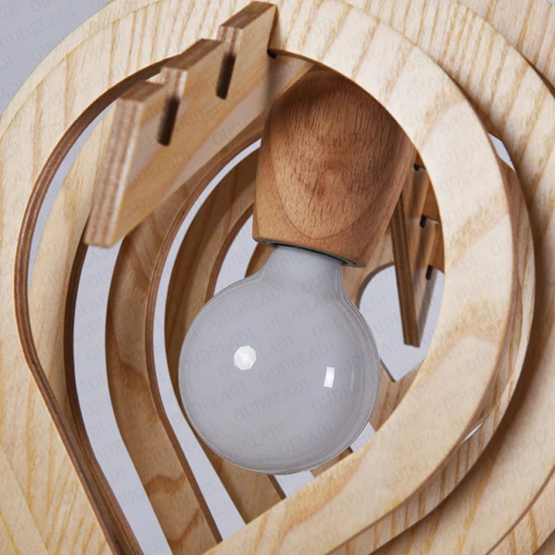 suspension en bois moderne style nordique goutte d'eau décorative idéale loft - vue 4 sur 11