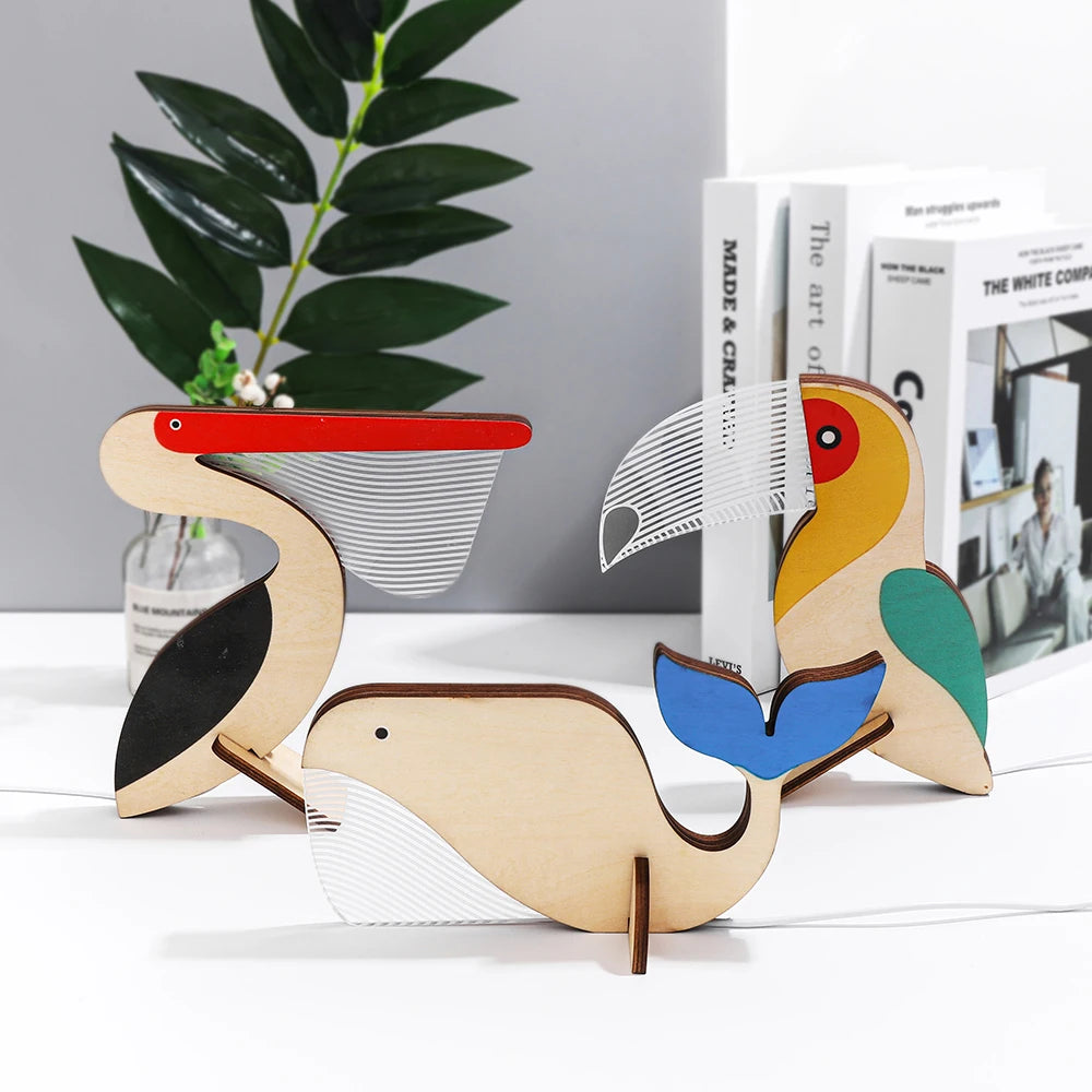 lampe de chevet enfant led bois acrylique usb veilleuse - vue 5 sur 17