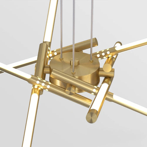 lustre moderne simple en cuivre de luxe suspendu - vue 5 sur 12