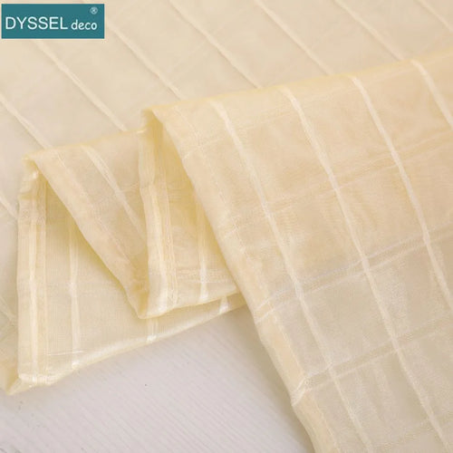 Rideau tulle carreaux style europeen pour salon chambre - vue 4 sur 7