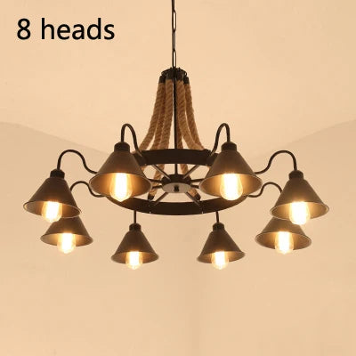 lustre vintage industriel en fer forgé pour loft et café - vue 9 sur 12