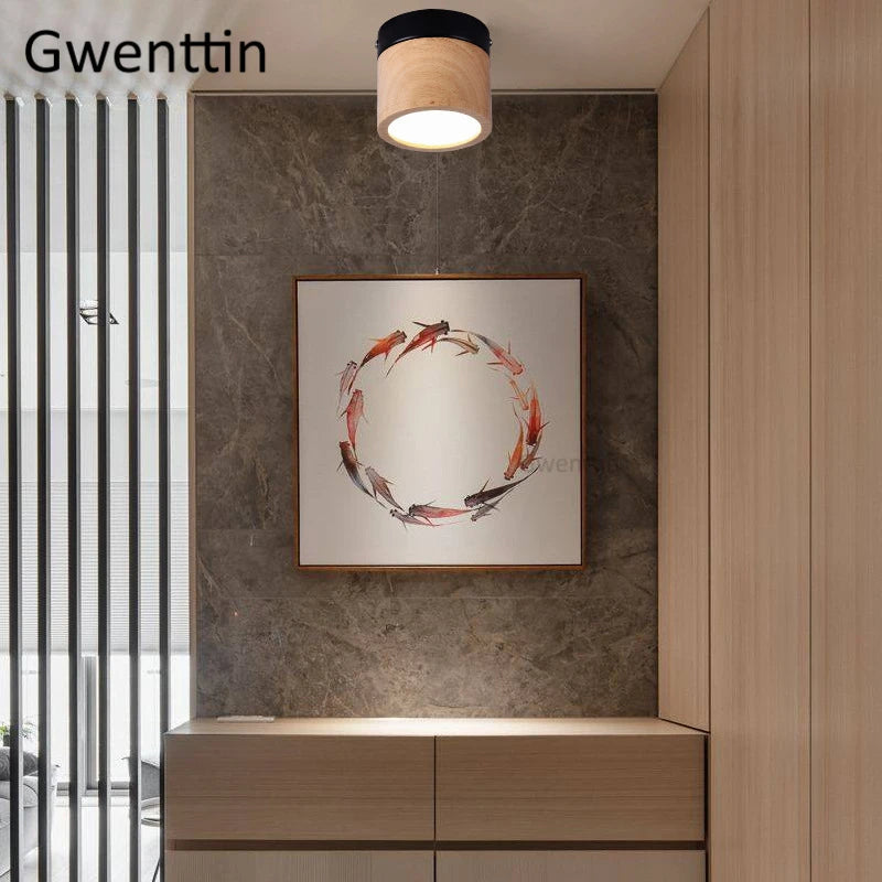 plafonnier à led en bois nordique moderne pour intérieur design - vue 3 sur 7