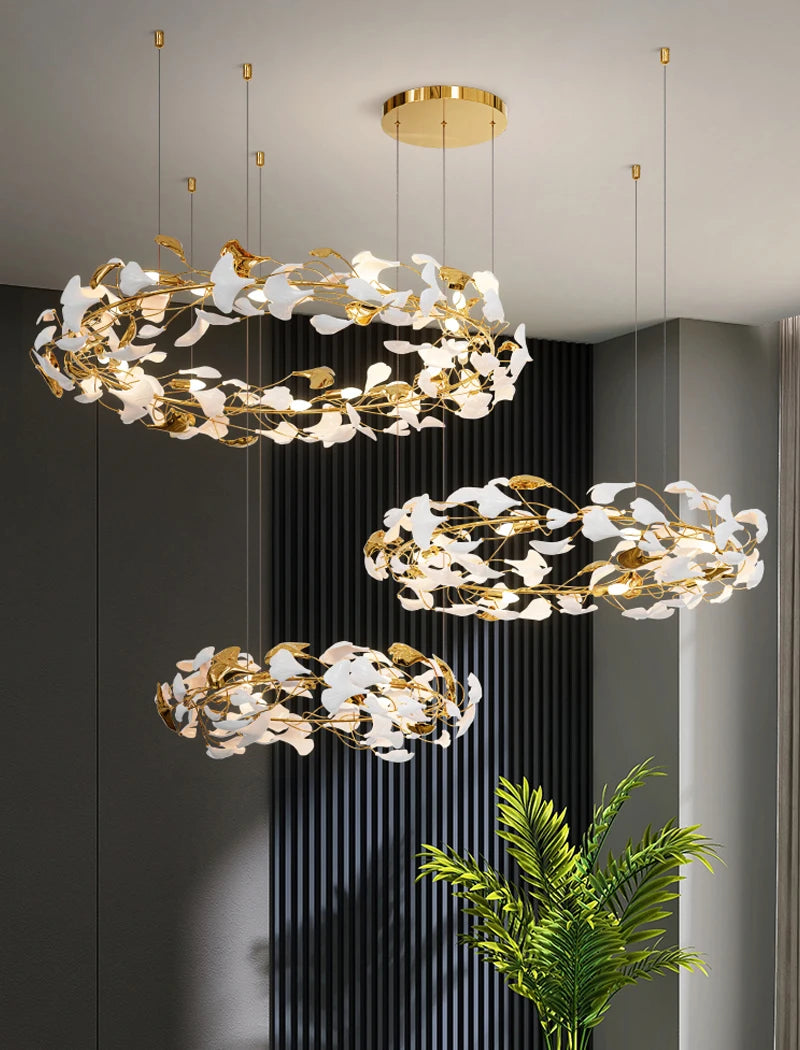 lustre moderne en céramique avec pétales de led - vue 3 sur 11