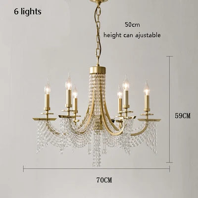lustre moderne nordique en cristal minimaliste doré 6 anneaux
