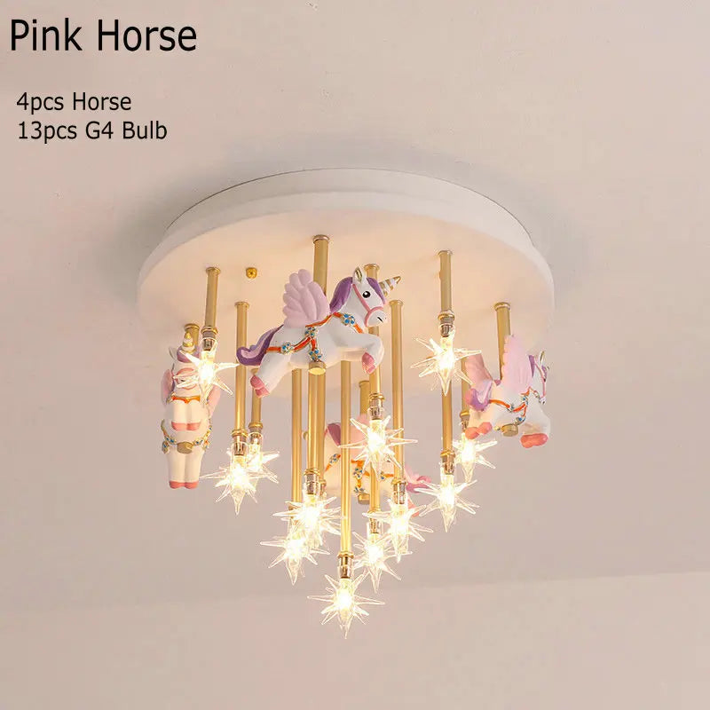 plafonnier résine cheval papier grue mignon led pour enfants
