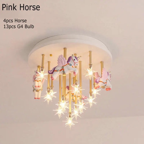 plafonnier led mignon pour enfants avec cheval et grue