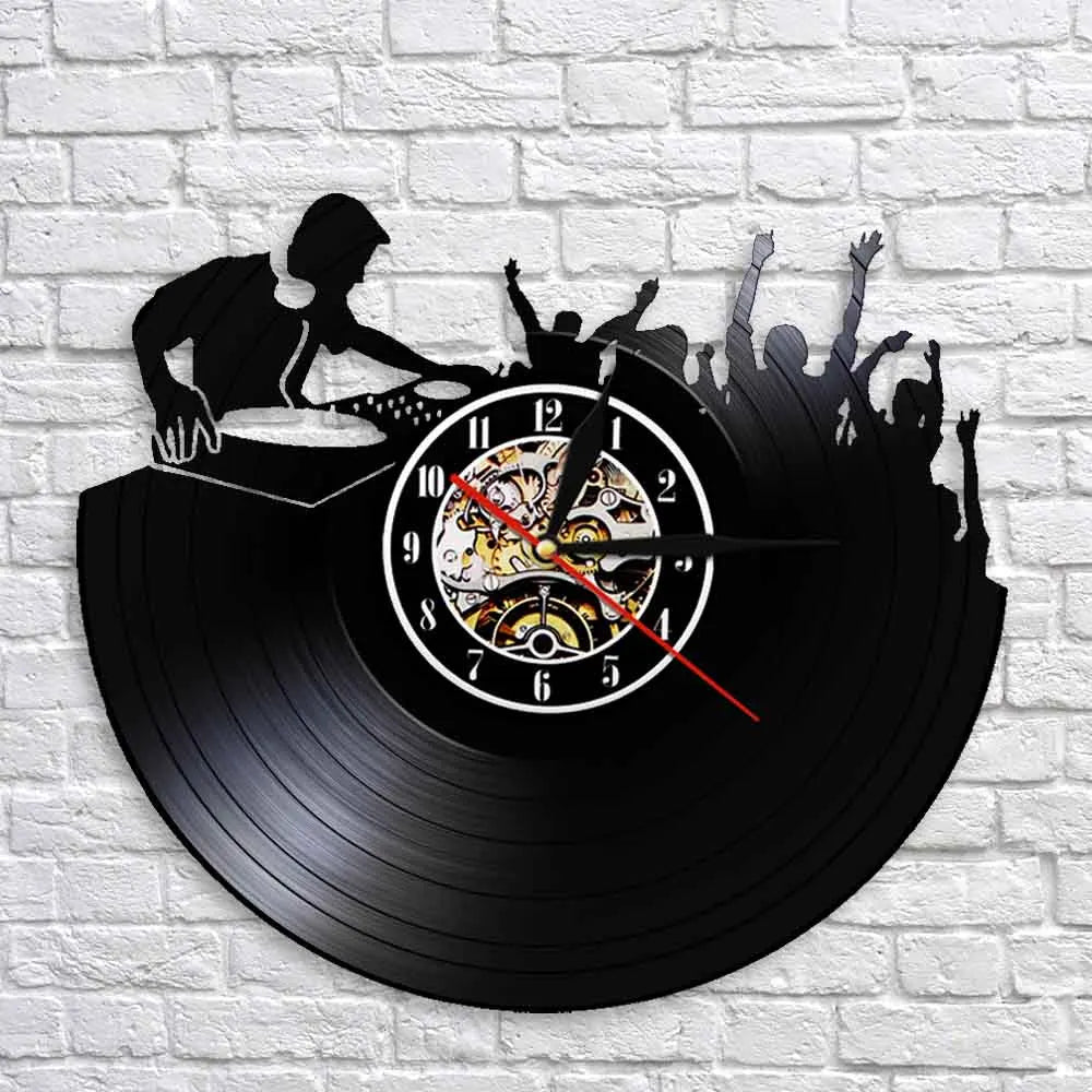 horloge murale 3d vinyle pour ambiance disco et soirée musicale - vue 4 sur 7