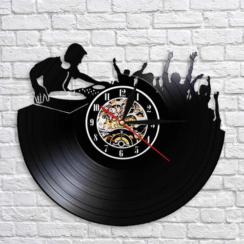 horloge murale 3d vinyle pour ambiance disco et soirée musicale - vue 4 sur 7