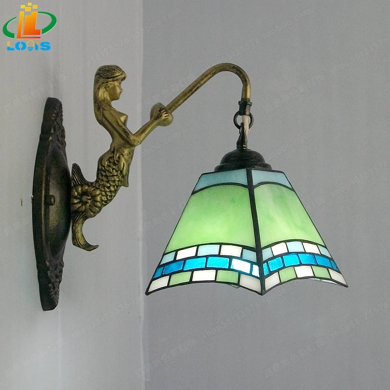 applique murale style méditerranéen forme de sirène en verre décoratif - vue 5 sur 5
