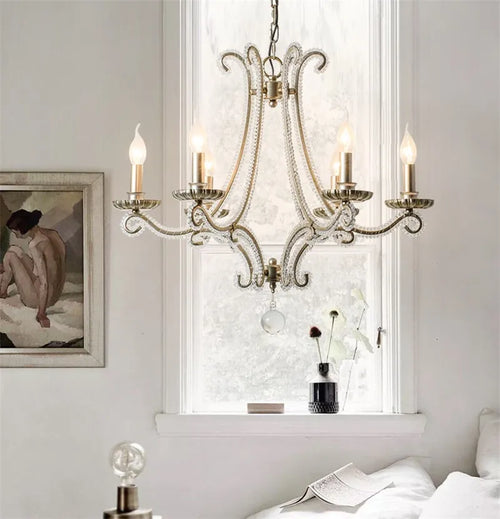 lustre en métal coulé rétro pour éclairage intérieur en fer forgé - vue 3 sur 11