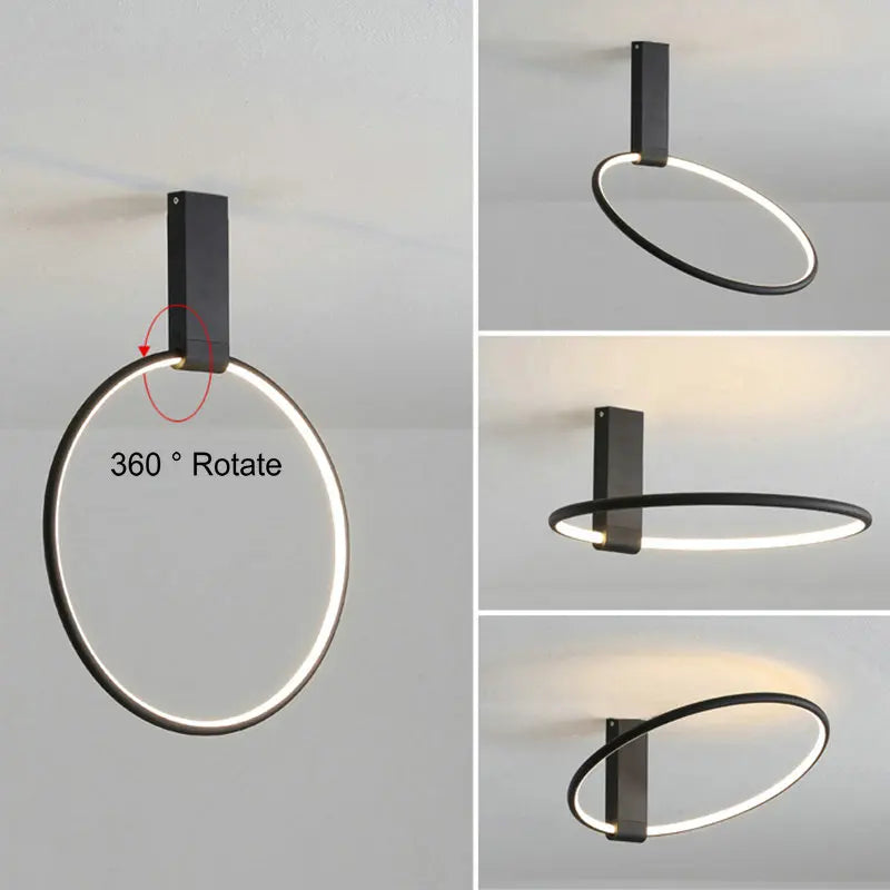 plafonnier rond led design scandinave en métal et aluminium décoratif - vue 5 sur 15