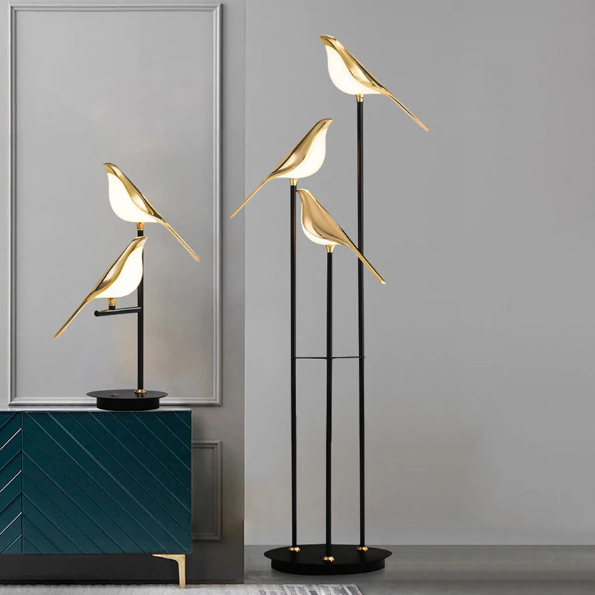 design lampe de table LED placage postmoderne or oiseau alliage acrylique lampe de bureau pour chambre étude salle salon lampadaire - vue 5 sur 10