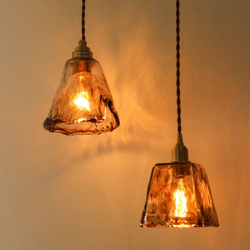 suspension led style japonais en bois cuivre réglable vintage - vue 4 sur 21