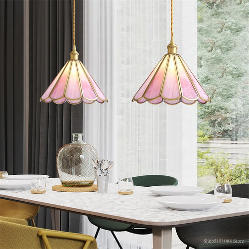 lampe de chevet moderne en verre avec décor floral suspendu - vue 5 sur 8