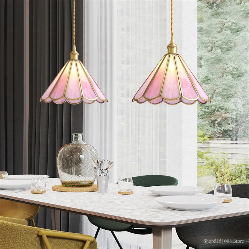 lampe de chevet moderne en verre avec décor floral suspendu - vue 4 sur 8