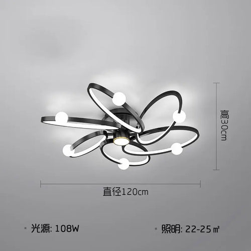 plafonnier led noir anneau maison décor luminaire - vue 6 sur 10