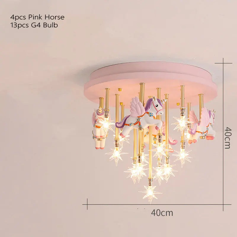 plafonnier led mignon pour enfants avec cheval et grue - vue 9 sur 9