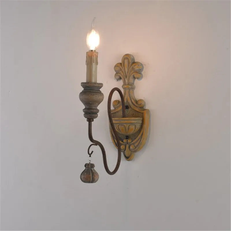 applique murale en bois et fer style vintage industriel - vue 1 sur 10