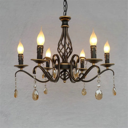 lustre en cristal vintage en fer forgé pour un éclairage rétro - vue 4 sur 4