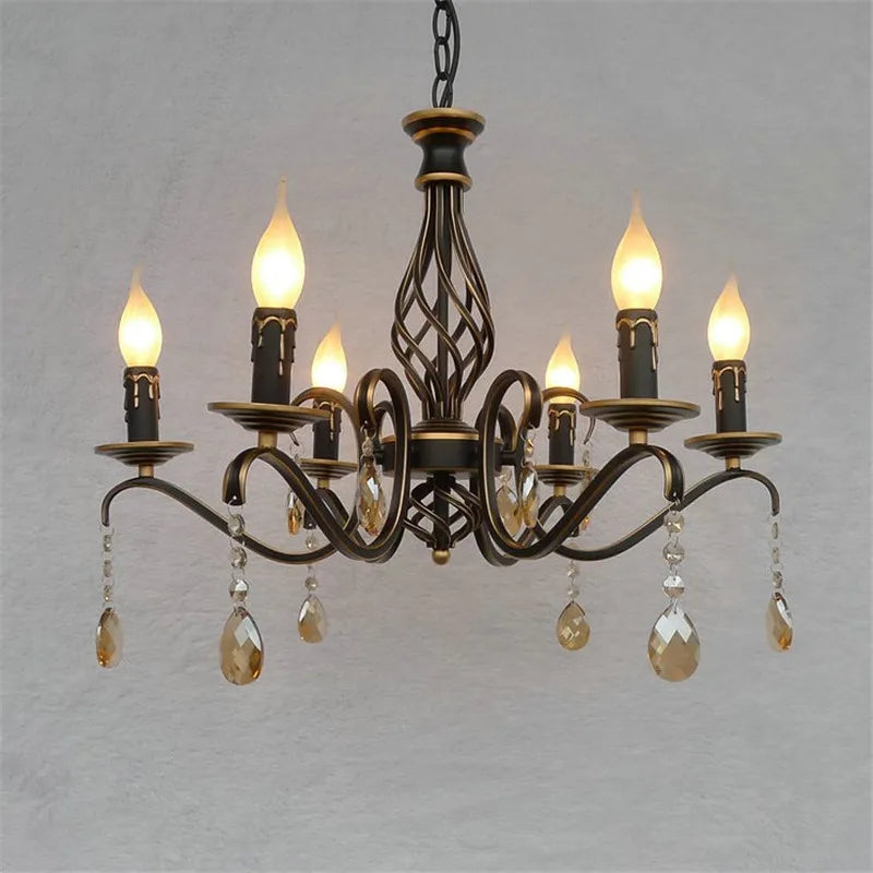 lustre en cristal vintage en fer forgé pour un éclairage rétro - vue 4 sur 4