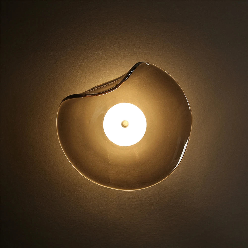 applique murale led moderne en verre éclairage surface incurvée - vue 2 sur 7