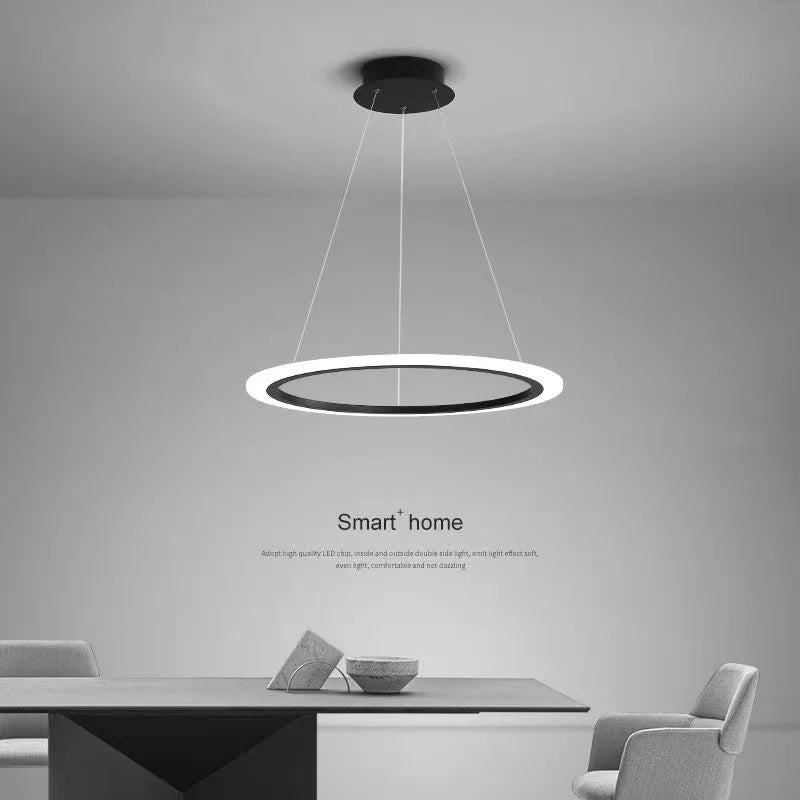 lustre circulaire moderne à anneau unique éclairage led - vue 5 sur 9