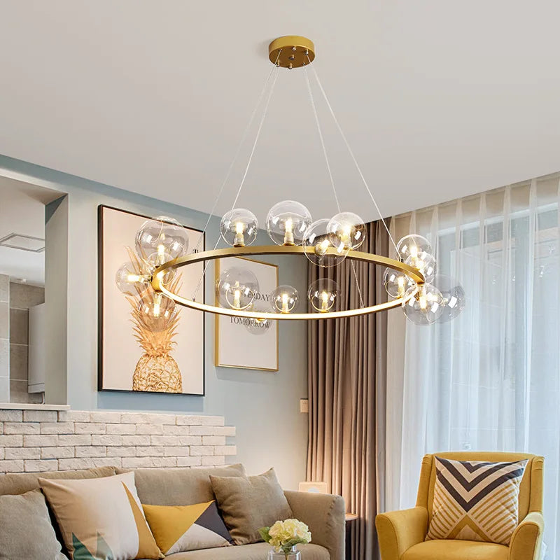 lustre verre moderne noir or argent led - vue 3 sur 14