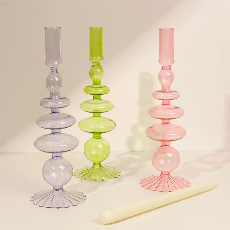 bougeoirs en verre romantiques pour mariage et décoration intérieure - vue 3 sur 13