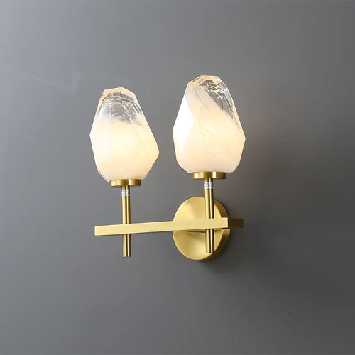 applique murale design en verre et cuivre doré pour intérieur - vue 2 sur 8