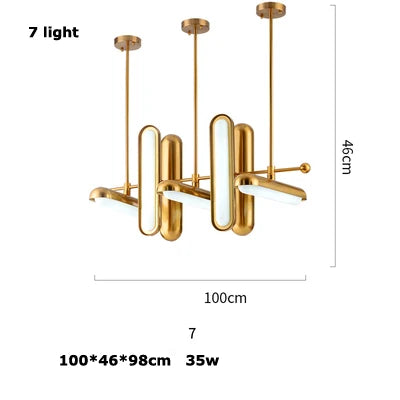 Postmodern doré Art déco doré fer verre Lustre éclairage Lustre Suspension Luminaire Lampen pour salle à manger - vue 12 sur 12