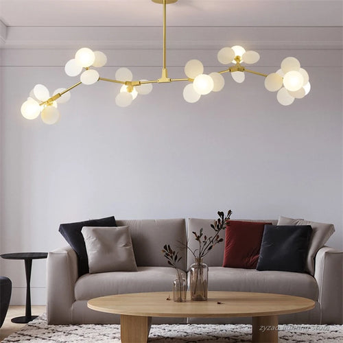 suspension à led design nordique avec fleurs décoratives en acrylique - vue 2 sur 24