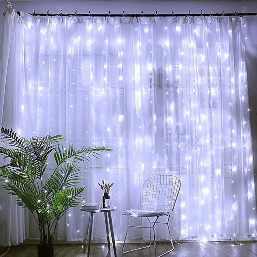 rideau lumineux led glaçons guirlande décorative pour fêtes et mariages - vue 3 sur 8