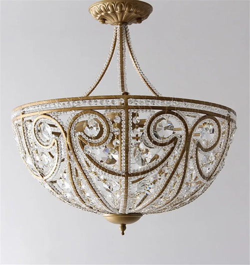 Plafonnier américain en fer forgé salon chambre lampe restaurant éclairage simple moderne lumière luxe cristal plafonnier - vue 5 sur 8