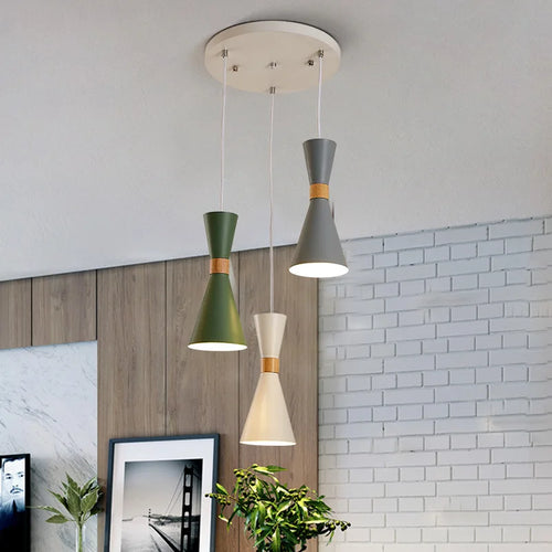 suspension moderne en bois créative macaron - vue 4 sur 17