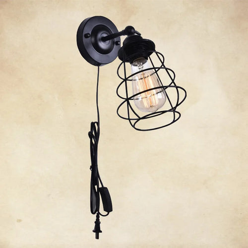 lampe de chevet en fer avec ampoule rétro et interrupteur - vue 5 sur 8