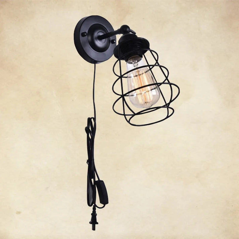lampe de chevet en fer avec ampoule rétro et interrupteur - vue 4 sur 8
