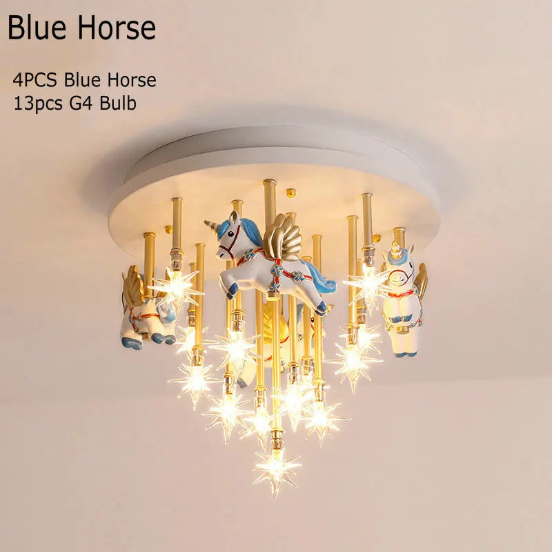 plafonnier résine cheval papier grue mignon led pour enfants - vue 8 sur 9