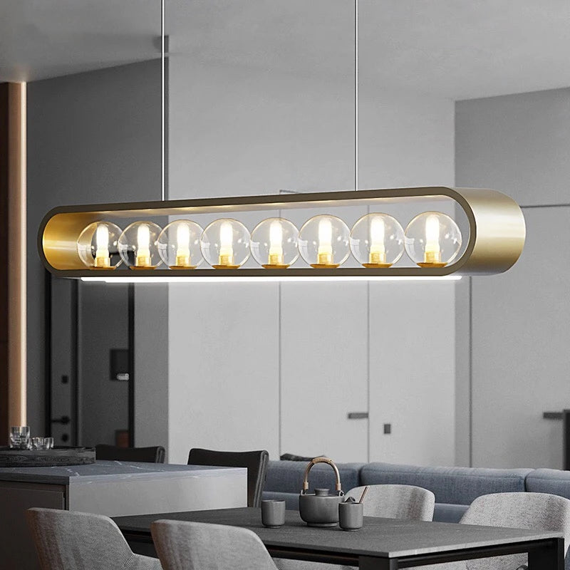 lustre design en verre transparent avec cordon réglable - vue 3 sur 12