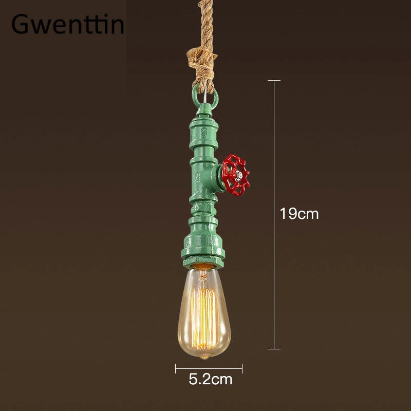 suspension vintage style steampunk en tuyau industriel et corde de chanvre