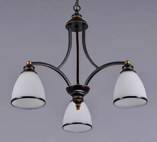lustre classique en fer et verre pour décoration intérieure
