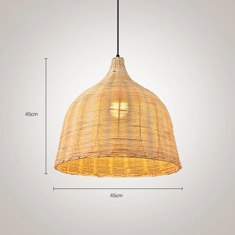 suspension en rotin et bambou pour décoration intérieure rusticité asiatique