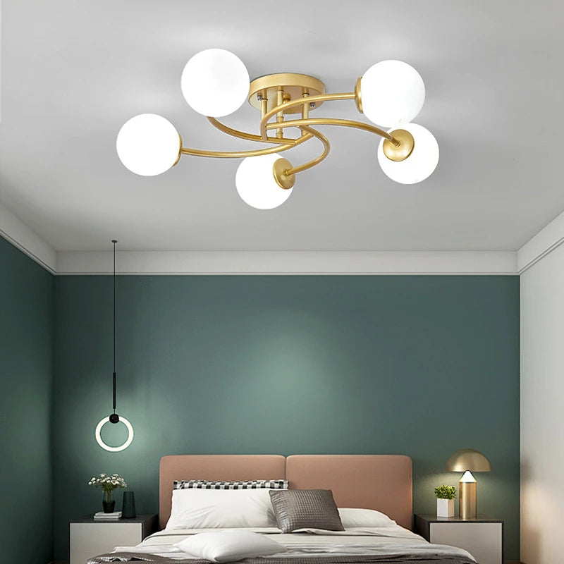 plafonnier nordique simple en verre avec led moderne - vue 2 sur 12