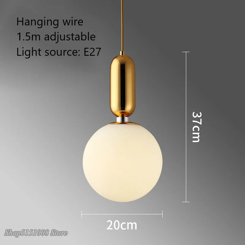 boule de verre moderne suspension led luminaire décoratif - vue 6 sur 15